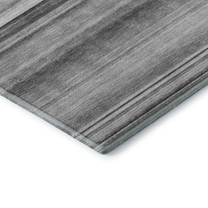 HomeRoots 10' X 14' Gray and Ivory Striped Washable Area Rug - Stylish, Durable, UV-Protected for Any Room! 647710