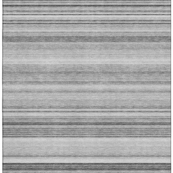 HomeRoots 10' X 14' Gray and Ivory Striped Washable Area Rug - Stylish, Durable, UV-Protected for Any Room! 647710