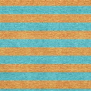 HomeRoots 5' X 8' Aqua and Orange Striped Washable Area Rug - UV Protection, Durable, Easy Care for Style! 647712