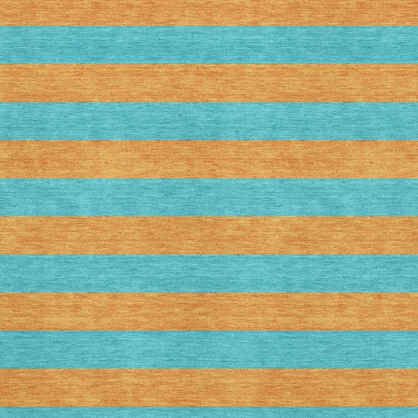 HomeRoots 5' X 8' Aqua and Orange Striped Washable Area Rug - UV Protection, Durable, Easy Care for Style! 647712