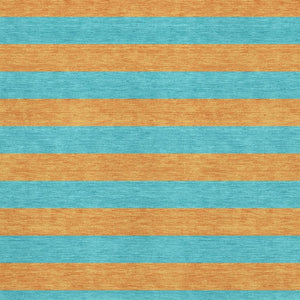 HomeRoots 9' X 12' Aqua and Orange Striped Washable Area Rug - Durable, UV Protected, Perfect for Busy Homes! 647715