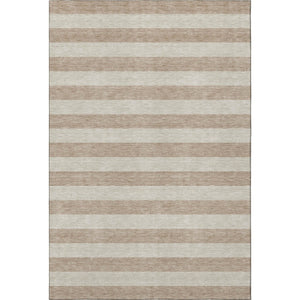 HomeRoots 8' X 10' Striped Beige and Taupe Washable Area Rug with UV Protection - Durable, Stylish & Easy-Clean! 647720