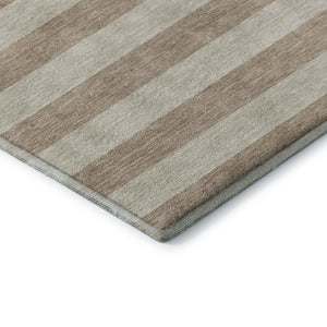 HomeRoots 8' X 10' Striped Beige and Taupe Washable Area Rug with UV Protection - Durable, Stylish & Easy-Clean! 647720
