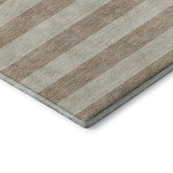 HomeRoots 8' X 10' Striped Beige and Taupe Washable Area Rug with UV Protection - Durable, Stylish & Easy-Clean! 647720