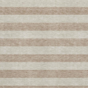 HomeRoots 9' X 12' Beige and Taupe Striped Washable Area Rug – Durable, UV Protected, Perfect for Family Spaces 647721