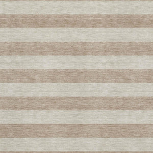 HomeRoots 9' X 12' Beige and Taupe Striped Washable Area Rug – Durable, UV Protected, Perfect for Family Spaces 647721