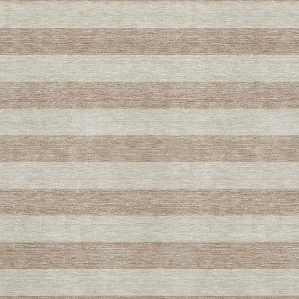 HomeRoots 9' X 12' Beige and Taupe Striped Washable Area Rug – Durable, UV Protected, Perfect for Family Spaces 647721