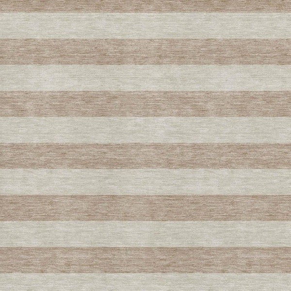 HomeRoots 9' X 12' Beige and Taupe Striped Washable Area Rug – Durable, UV Protected, Perfect for Family Spaces 647721