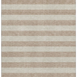 HomeRoots 10' X 14' Washable Beige & Taupe Striped Area Rug with UV Protection for Stylish Living Spaces 647722