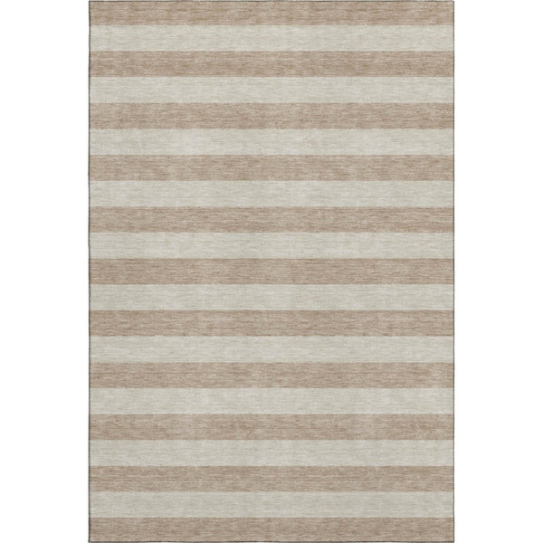 HomeRoots 10' X 14' Washable Beige & Taupe Striped Area Rug with UV Protection for Stylish Living Spaces 647722