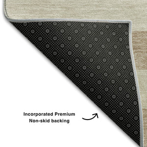 HomeRoots 10' X 14' Washable Beige & Taupe Striped Area Rug with UV Protection for Stylish Living Spaces 647722