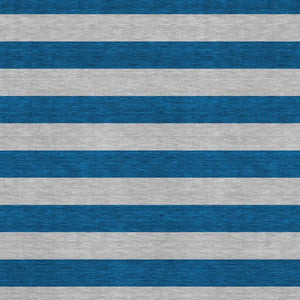 HomeRoots 5' Blue and Gray Striped Washable Area Rug with UV Protection - Durable, Stain-Resistant Design! 647724