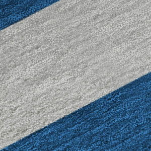 HomeRoots 8' X 10' Stylish Blue and Gray Striped Washable Area Rug with UV Protection for High-Traffic Spaces 647726