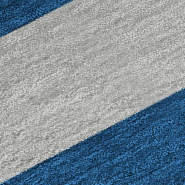 HomeRoots 8' X 10' Stylish Blue and Gray Striped Washable Area Rug with UV Protection for High-Traffic Spaces 647726