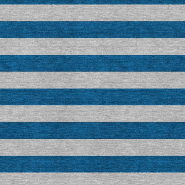 HomeRoots 9' X 12' Blue And Gray Striped Area Rug - Washable, UV-Protected, Stylish for Homes with Kids & Pets 647727