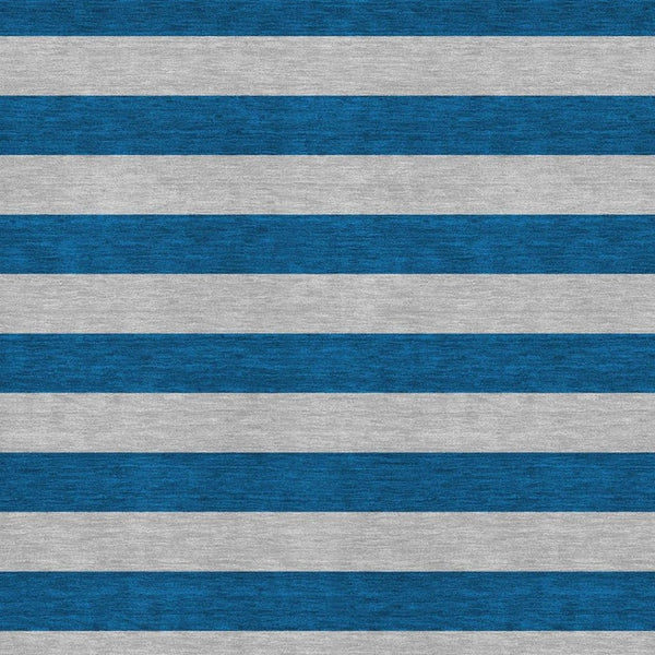 HomeRoots 9' X 12' Blue And Gray Striped Area Rug - Washable, UV-Protected, Stylish for Homes with Kids & Pets 647727