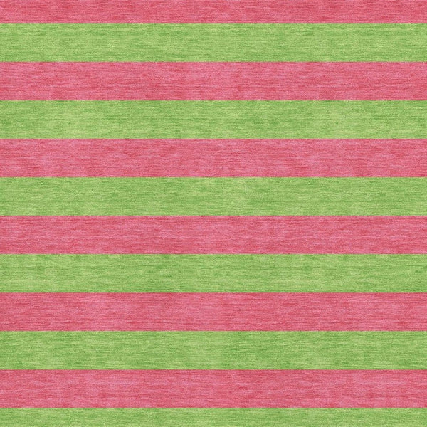 HomeRoots 8' X 10' Striped Washable Area Rug in Blush & Green - Durable, UV-Protected & Perfect for Families! 647732