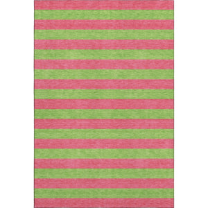 HomeRoots 9' X 12' Washable Blush & Green Striped Area Rug with UV Protection - Durable, Stylish, Easy Care! 647733