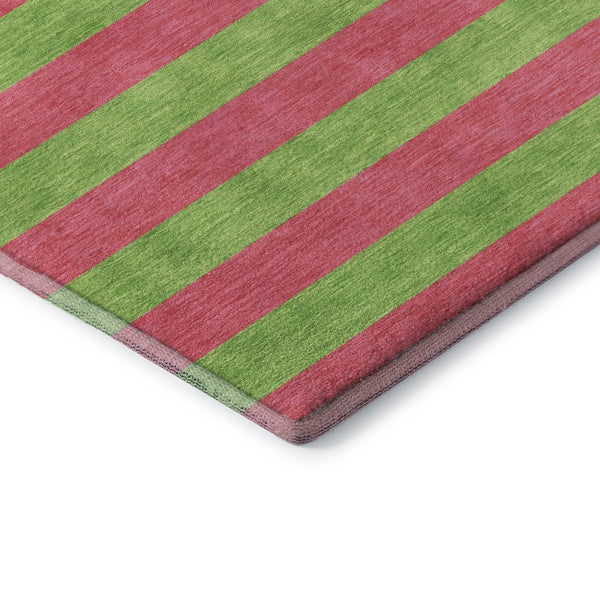 HomeRoots 9' X 12' Washable Blush & Green Striped Area Rug with UV Protection - Durable, Stylish, Easy Care! 647733