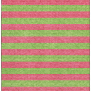 HomeRoots 9' X 12' Washable Blush & Green Striped Area Rug with UV Protection - Durable, Stylish, Easy Care! 647733