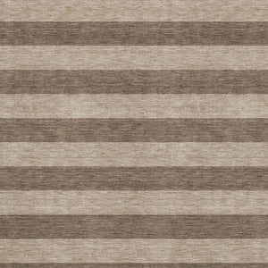 HomeRoots 8' X 10' Coffee and Beige Striped Washable Area Rug - Durable, UV-Protected, Family-Friendly Design 647738