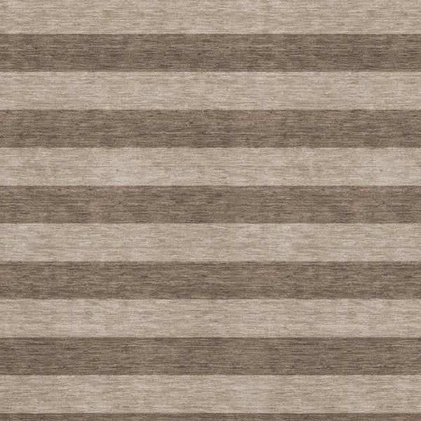 HomeRoots 8' X 10' Coffee and Beige Striped Washable Area Rug - Durable, UV-Protected, Family-Friendly Design 647738