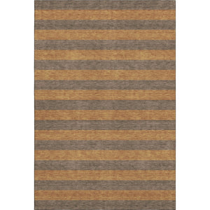 HomeRoots 8' X 10' Washable Chocolate & Copper Striped Area Rug with UV Protection for Busy Homes & Pets 647744