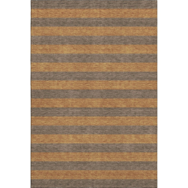 HomeRoots 8' X 10' Washable Chocolate & Copper Striped Area Rug with UV Protection for Busy Homes & Pets 647744