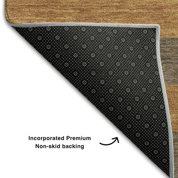 HomeRoots 8' X 10' Washable Chocolate & Copper Striped Area Rug with UV Protection for Busy Homes & Pets 647744