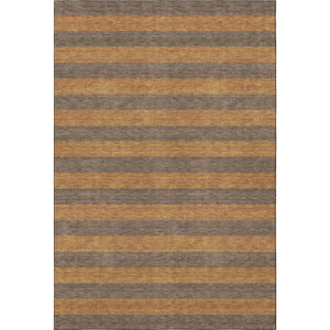 HomeRoots 9' X 12' Chocolate & Copper Striped Area Rug - Washable, UV Protected, Stain Resistant for Family Homes 647745