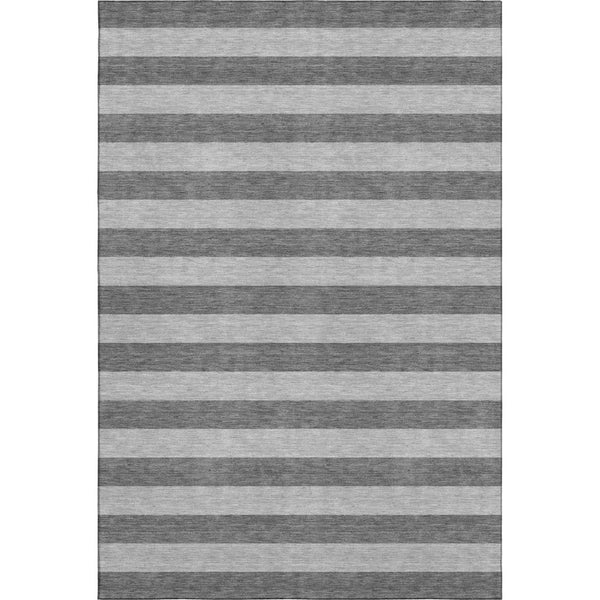 HomeRoots 10' Stylish Granite Gray and Ivory Striped Washable Area Rug with UV Protection for Active Homes 647752