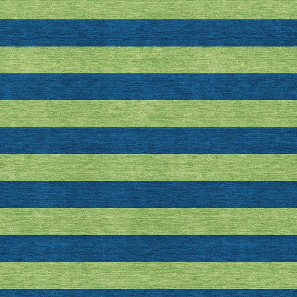 HomeRoots 8' X 10' Navy Blue and Green Striped Area Rug - Stain Resistant, UV Protected, Durable Design for Homes 647756