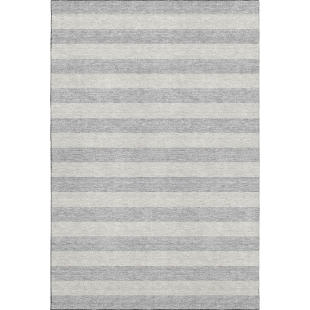 HomeRoots 5' X 8' Pewter and Gray Striped Area Rug - Washable, UV-Protected, Stylish & Stain-Resistant Décor Piece 647760