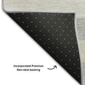 HomeRoots 5' X 8' Pewter and Gray Striped Area Rug - Washable, UV-Protected, Stylish & Stain-Resistant Décor Piece 647760