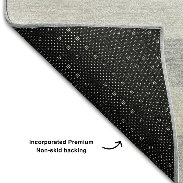 HomeRoots 5' X 8' Pewter and Gray Striped Area Rug - Washable, UV-Protected, Stylish & Stain-Resistant Décor Piece 647760