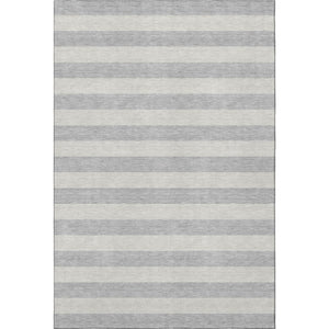HomeRoots 5' X 8' Pewter and Gray Striped Area Rug - Washable, UV-Protected, Stylish & Stain-Resistant Décor Piece 647760