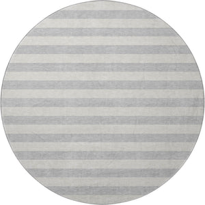 HomeRoots 8' Washable Pewter and Gray Striped Round Rug with UV Protection - Perfect for Kids and Pets! 647761