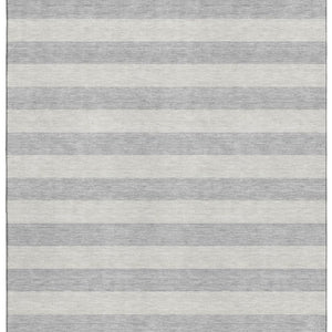 HomeRoots 9' X 12' Versatile Pewter and Gray Striped Washable Area Rug with Stain Resistance & UV Protection 647763