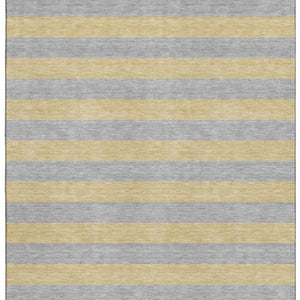 HomeRoots 5' X 8' Elegant Silver and Gold Striped Washable Area Rug with UV Protection for All Spaces 647766