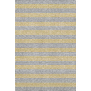HomeRoots 5' X 8' Elegant Silver and Gold Striped Washable Area Rug with UV Protection for All Spaces 647766