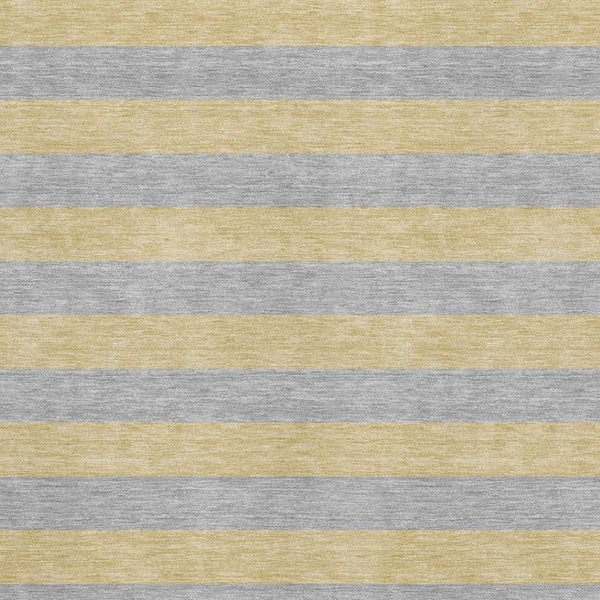 HomeRoots 5' X 8' Elegant Silver and Gold Striped Washable Area Rug with UV Protection for All Spaces 647766