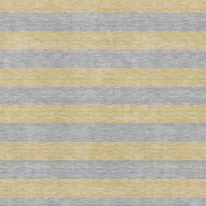 HomeRoots 8' X 10' Stylish Silver & Gold Striped Washable Area Rug with UV Protection for Family Spaces 647768