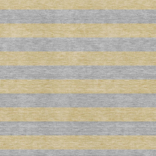 HomeRoots 8' X 10' Stylish Silver & Gold Striped Washable Area Rug with UV Protection for Family Spaces 647768