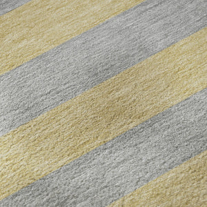HomeRoots 10' Silver and Gold Striped Washable Area Rug – Stylish, Durable, UV-Protected for Modern Spaces 647770