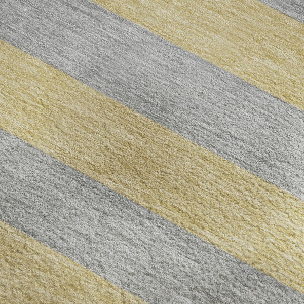 HomeRoots 10' Silver and Gold Striped Washable Area Rug – Stylish, Durable, UV-Protected for Modern Spaces 647770