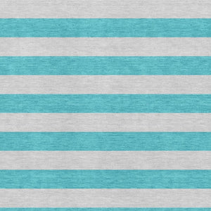 HomeRoots 10' X 14' Turquoise & Ivory Striped Washable Area Rug – UV Protected, Stain Resistant & Easy Care! 647782