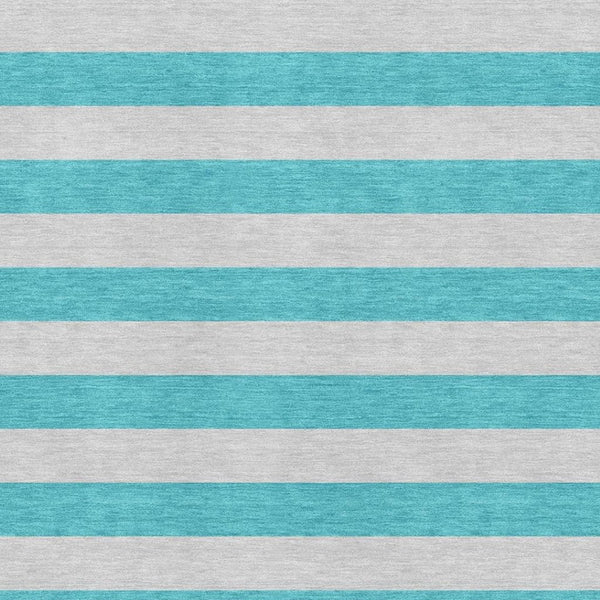 HomeRoots 10' X 14' Turquoise & Ivory Striped Washable Area Rug – UV Protected, Stain Resistant & Easy Care! 647782