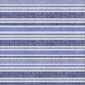 HomeRoots 5' X 8' Stylish Blue and Ivory Striped Washable Area Rug with UV Protection for Busy Homes 647784