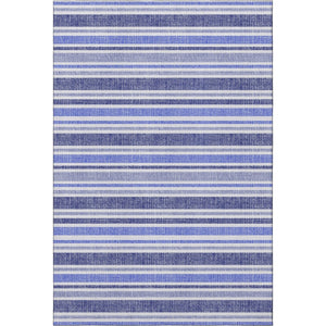 HomeRoots 5' X 8' Stylish Blue and Ivory Striped Washable Area Rug with UV Protection for Busy Homes 647784