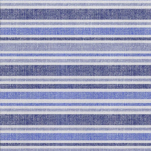HomeRoots 9' X 12' Striped Blue and Ivory Washable Area Rug with UV Protection for Homes with Kids & Pets 647787